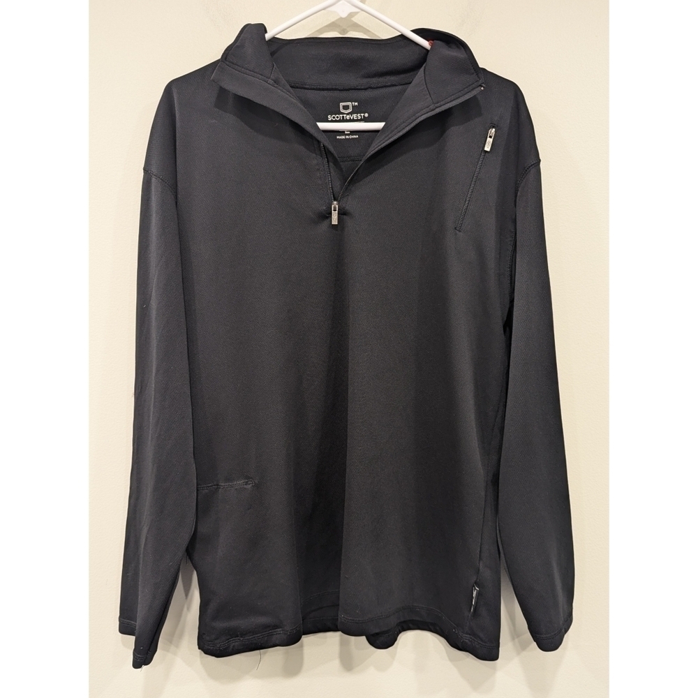 ScotteVest Black Quarter Zip Pullover Size Large
